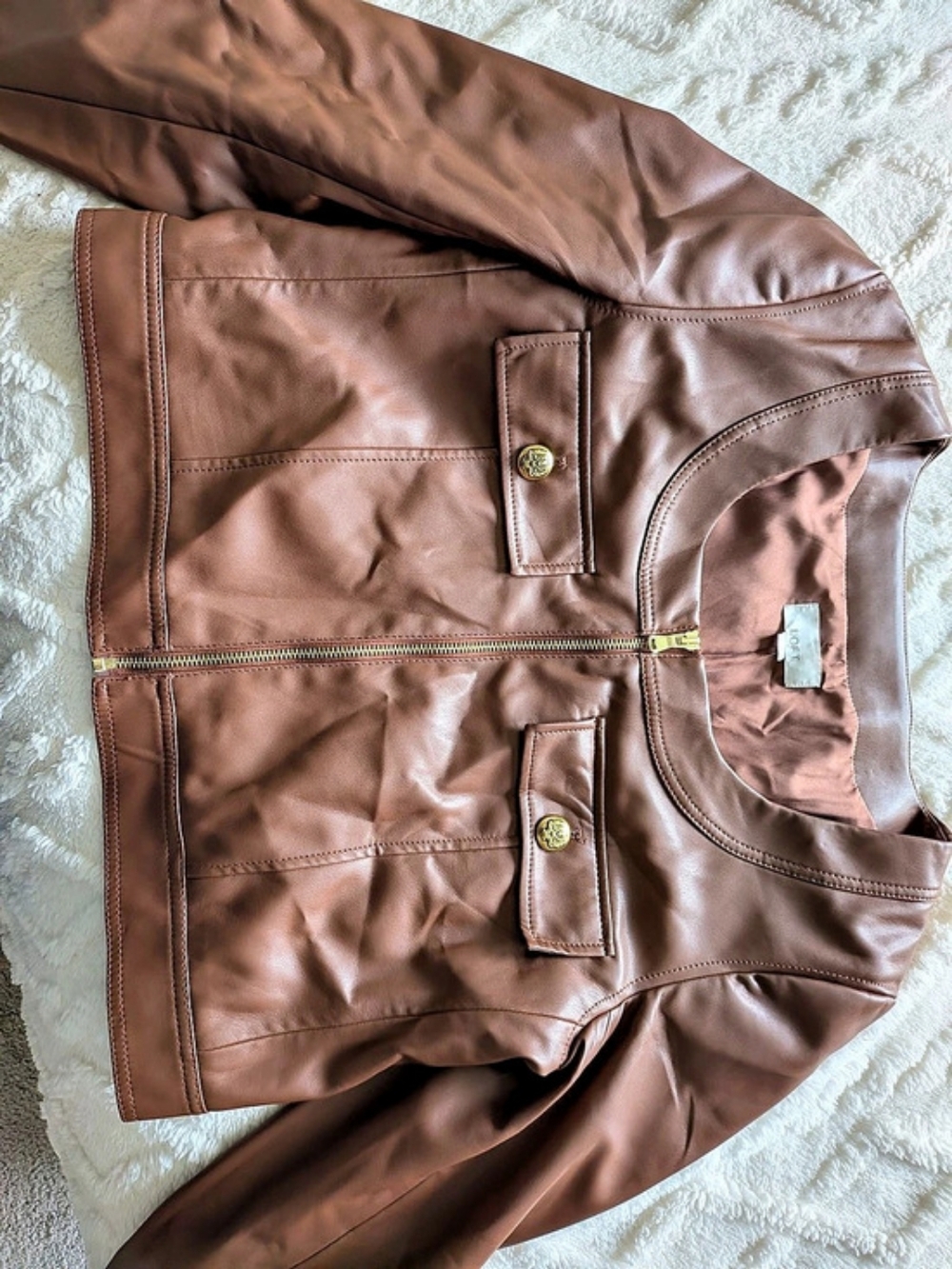 LOFT Leather Jacket in Brown Size Medium NWT